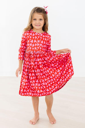 Hearts & Hugs 3/4 Sleeve Pocket Twirl Dress-Mila & Rose ®