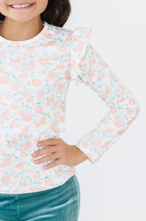 Pretty Pumpkins L/S Ruffle Tee-Mila & Rose ®