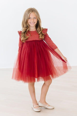 Pumpkin Spice Shimmer 3/4 Sleeve Tutu Dress-Mila & Rose ®