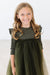 Olive Shimmer 3/4 Sleeve Tutu Dress-Mila & Rose ®