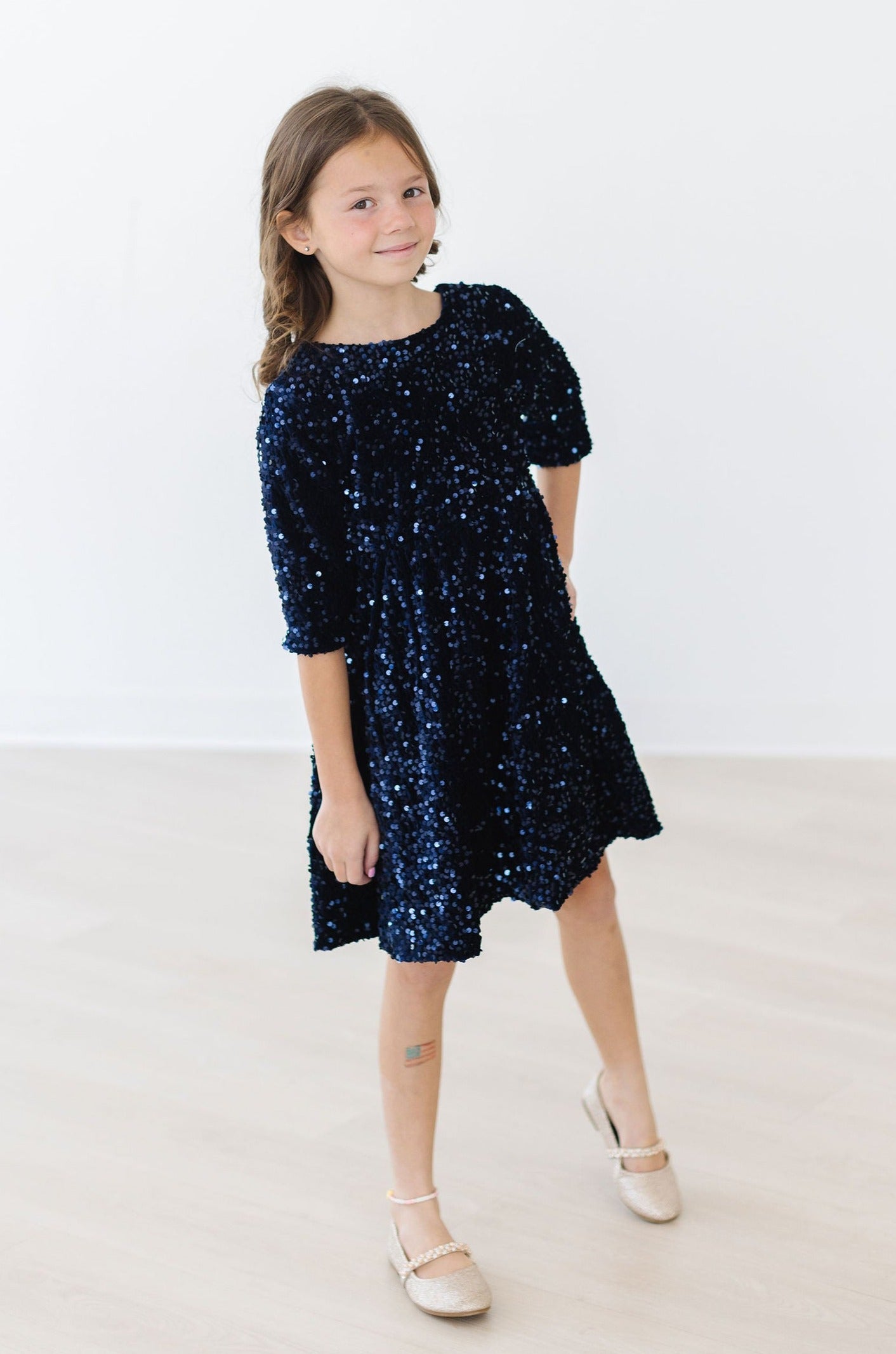 Navy Velvet Sequin Dress-Mila & Rose ®