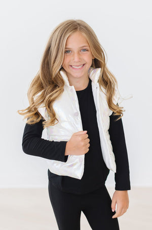 Iridescent White Puffer Vest-Mila & Rose ®