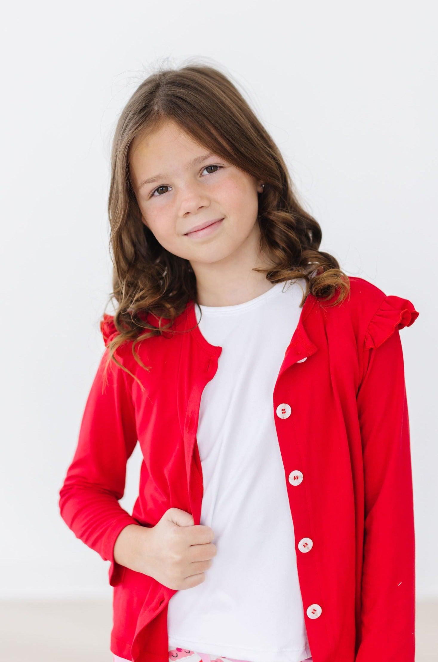 Red Ruffle Cardigan-Mila & Rose ®