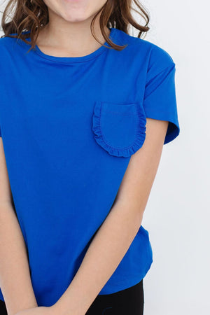 Royal Blue Ruffle Pocket Tee-Mila & Rose ®