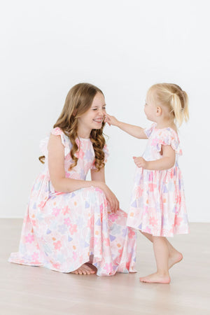 Castles & Rainbows Flutter Sleeve Twirl Dress-Mila & Rose ®