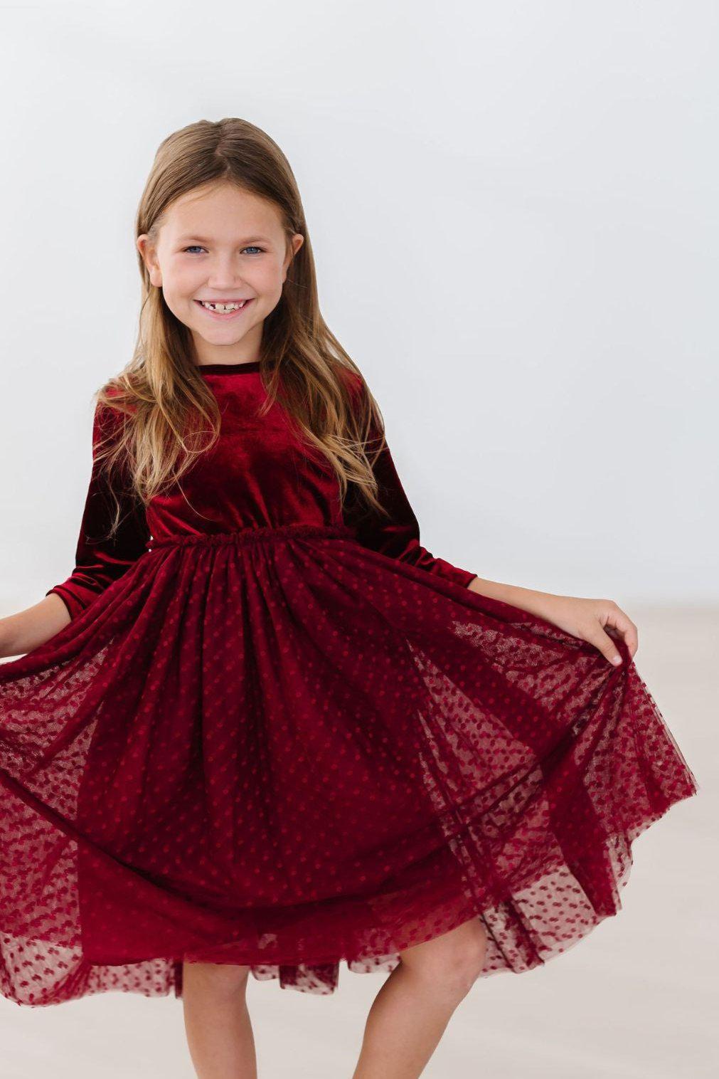 Cranberry Velvet Tutu Dress-Mila & Rose ®