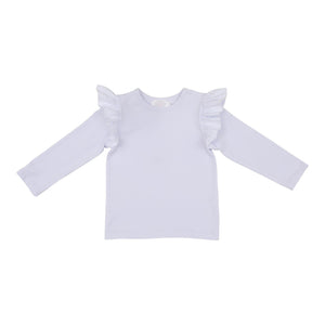 White L/S Ruffle Tee-Mila & Rose ®