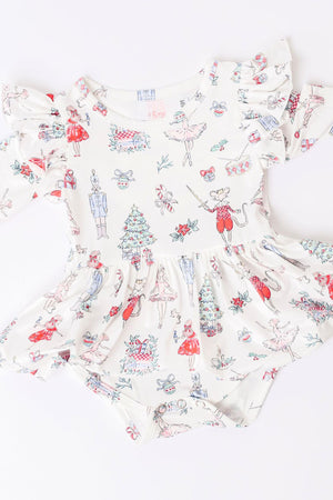 Clara's Christmas Twirl Flutter Bodysuit-Mila & Rose ®