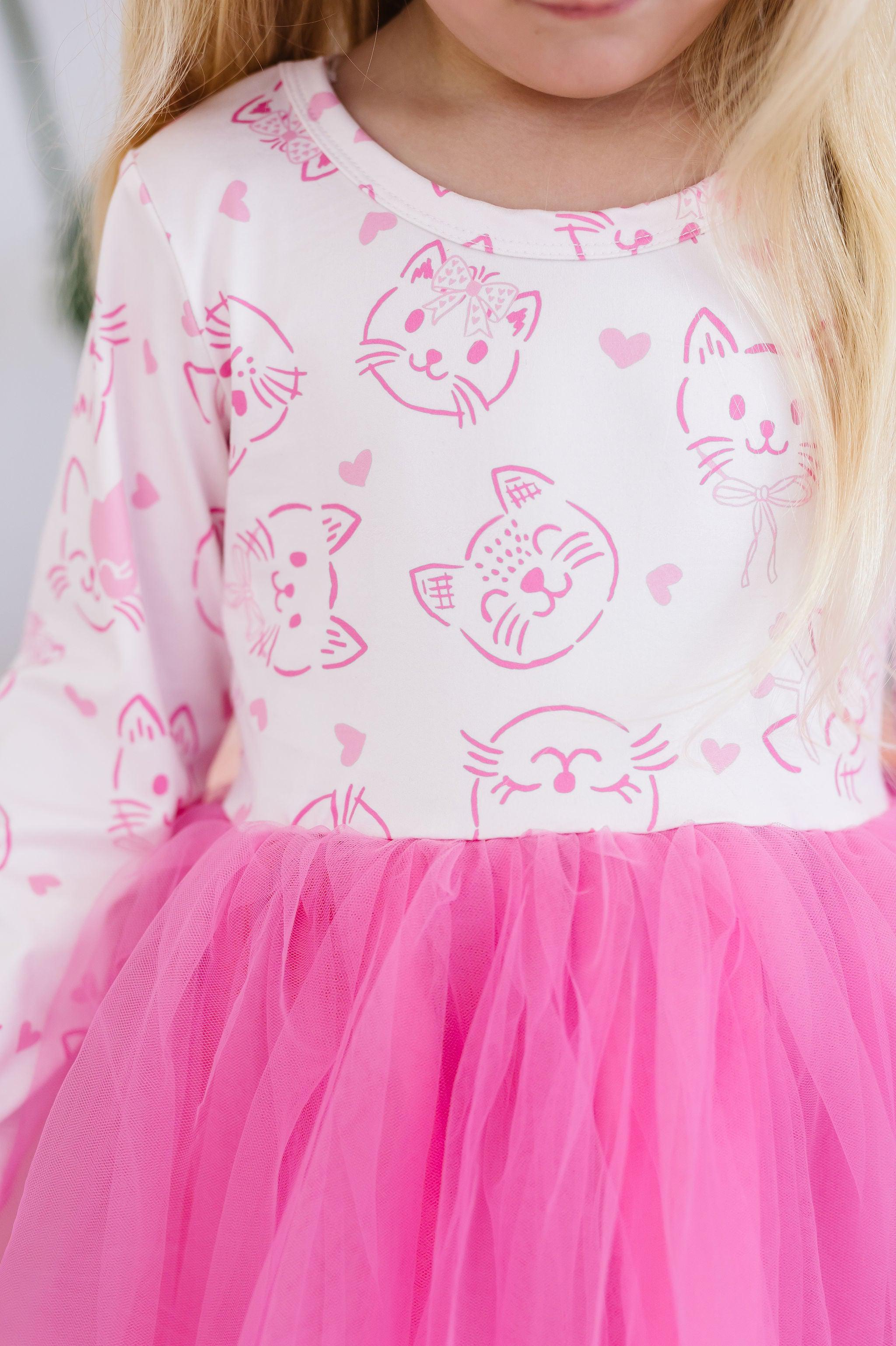 Purr-fectly Pink L/S Tutu Dress-Mila & Rose ®