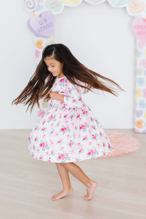 Gingham Bows 3/4 Sleeve Ruffle Twirl Dress-Mila & Rose ®