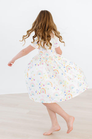 Watercolor Rainbows S/S Pocket Twirl Dress-Mila & Rose ®