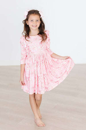 Howdy 3/4 Sleeve Ruffle Twirl Dress-Mila & Rose ®