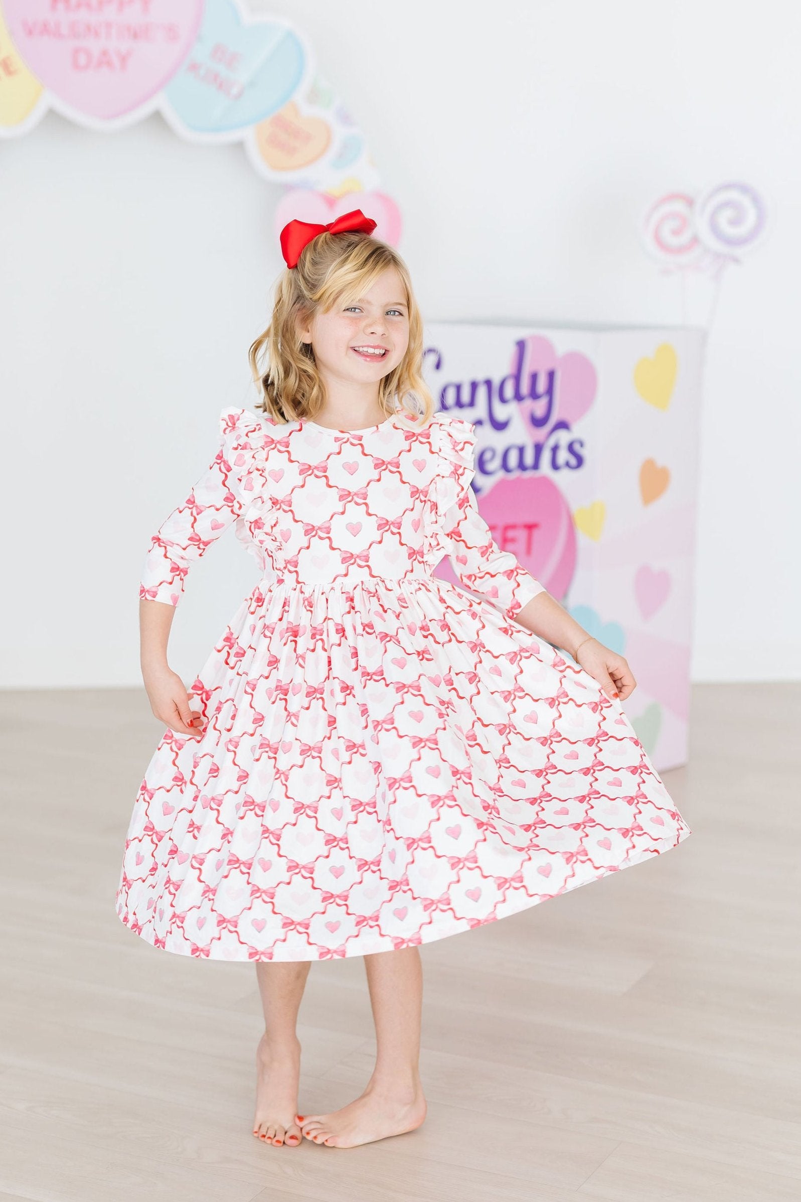 Lovebug 3/4 Sleeve Ruffle Twirl Dress-Mila & Rose ®