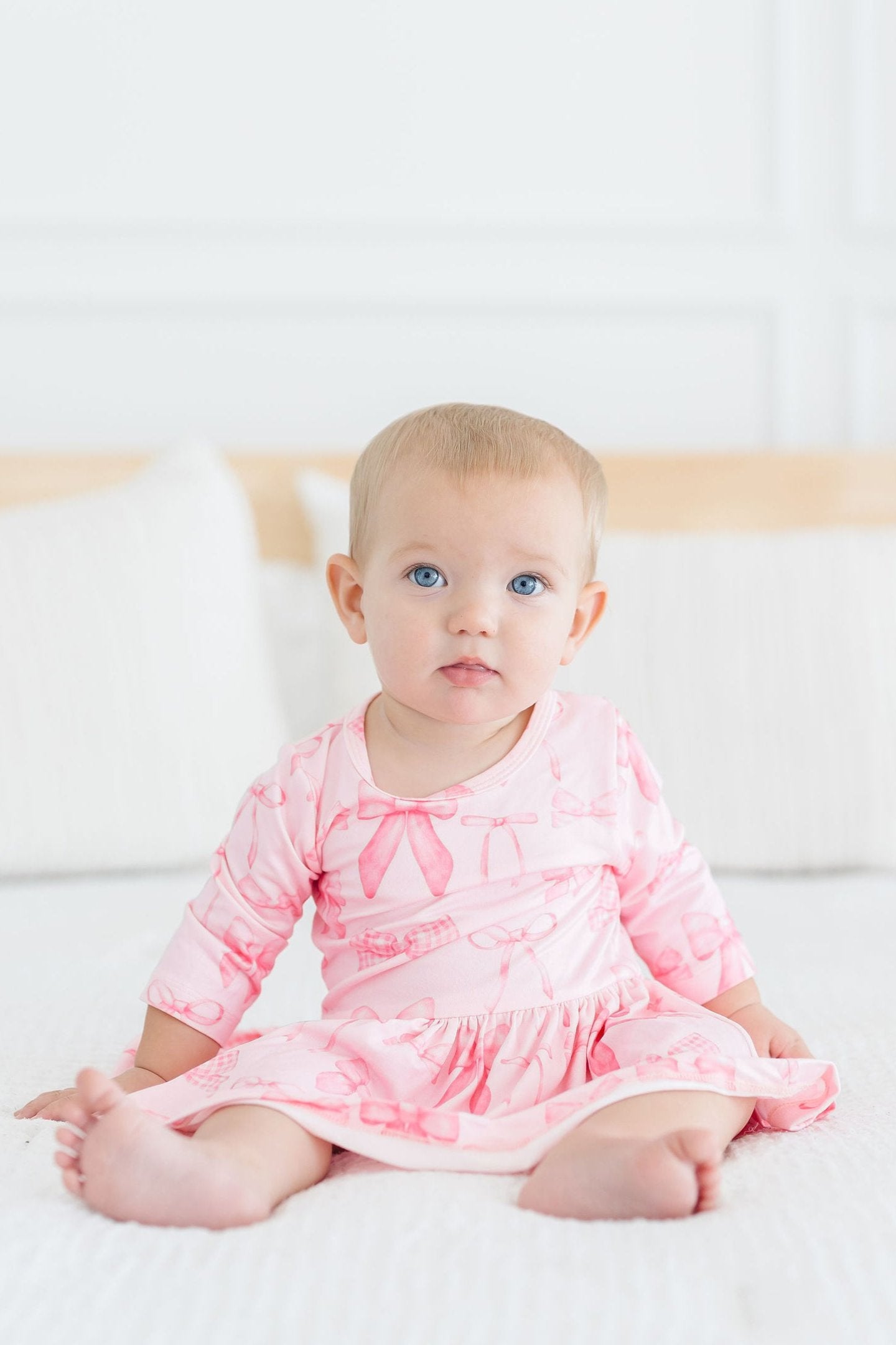 Blushing Bows 3/4 Sleeve Twirl Bodysuit-Mila & Rose ®