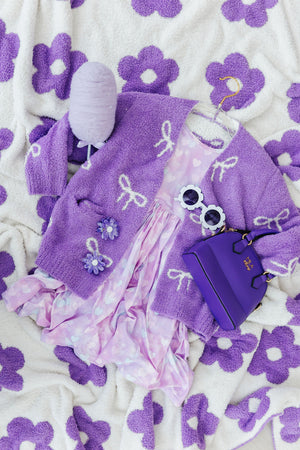 Lilac/Coconut Bow Cozy Cardigan-Mila & Rose ®