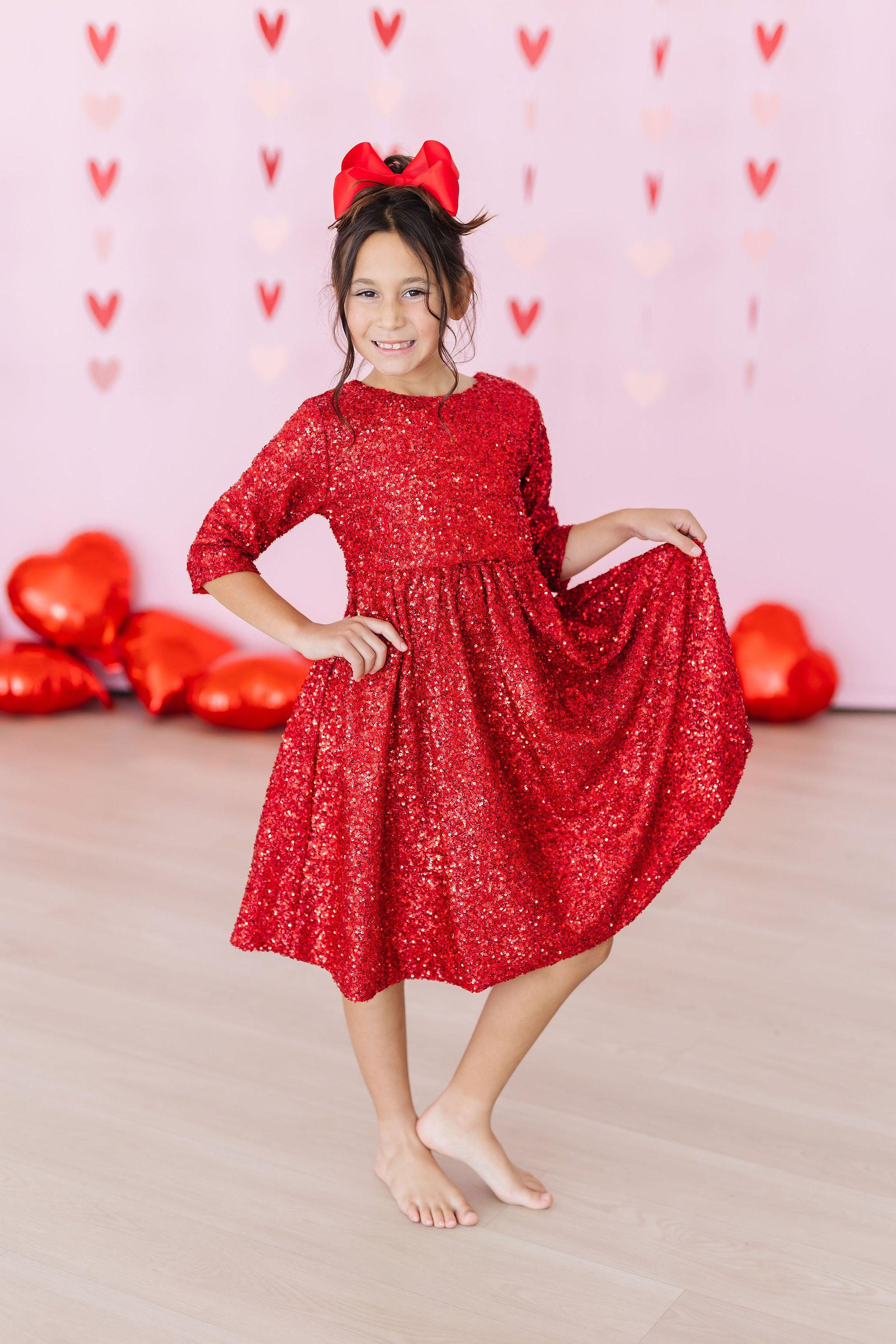 Red Sequin Dress-Mila & Rose ®