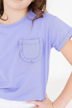 Periwinkle Ruffle Pocket Tee-Mila & Rose ®