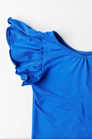 Royal Blue S/S Flutter Sleeve Leotard-Mila & Rose ®