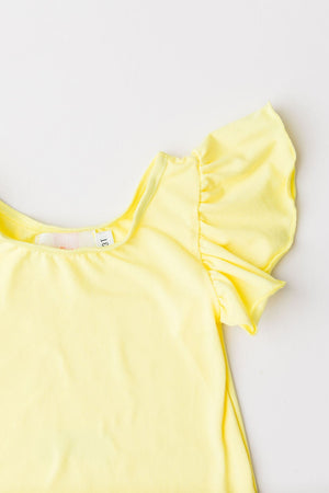 Yellow S/S Flutter Sleeve Leotard-Mila & Rose ®