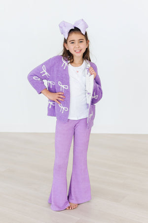 Lilac/Coconut Bow Cozy Cardigan-Mila & Rose ®