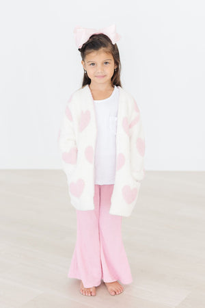 Coconut/Light Pink Heart Cozy Cardigan-Mila & Rose ®