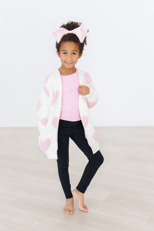 Coconut/Light Pink Heart Cozy Cardigan-Mila & Rose ®