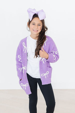 Lilac/Coconut Bow Cozy Cardigan-Mila & Rose ®