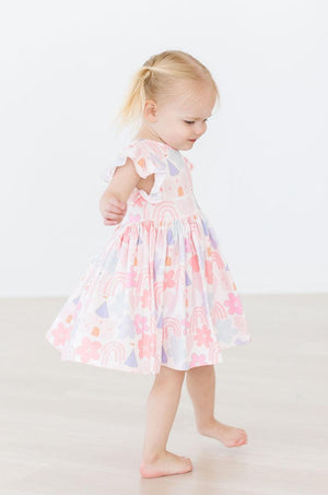 Castles & Rainbows Flutter Sleeve Twirl Dress-Mila & Rose ®