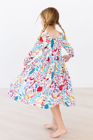 Winter Berries 3/4 Sleeve Pocket Twirl Dress-Mila & Rose ®