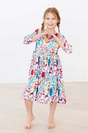 Winter Berries 3/4 Sleeve Pocket Twirl Dress-Mila & Rose ®