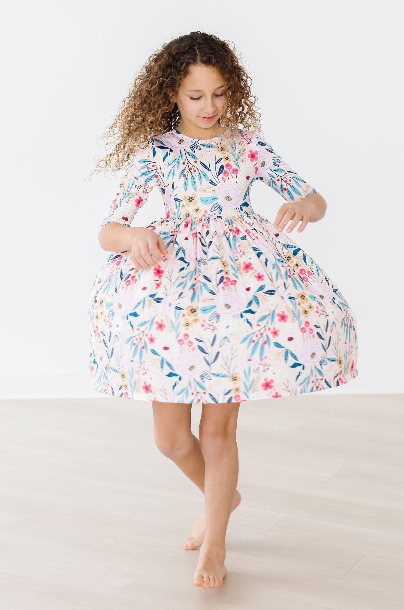 Little Girl Dresses Back in Stock  Girls Clothing Online Tagged Twirl  Pocket - 3/4 Sleeve - Mila & Rose ®