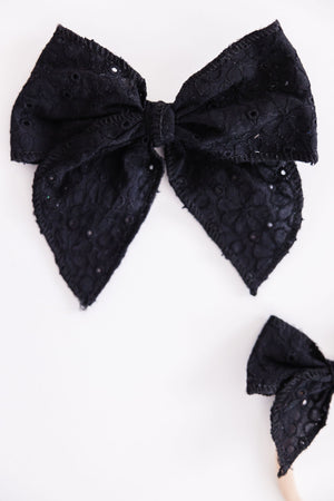 Classic Hair Bow - Black Eyelet-Mila & Rose ®