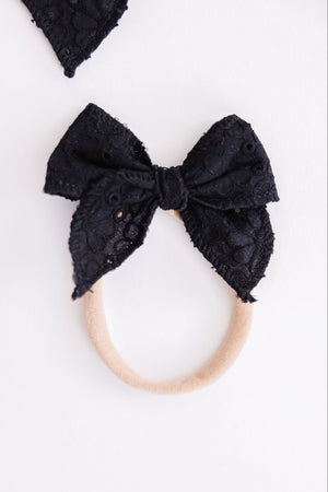 Classic Hair Bow - Black Eyelet-Mila & Rose ®