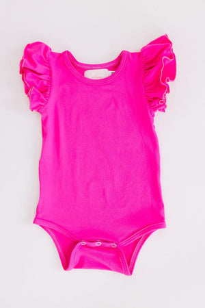 Hot Pink S/S Flutter Bodysuit-Mila & Rose ®