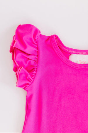 Hot Pink S/S Flutter Bodysuit-Mila & Rose ®