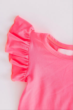 Neon Pink S/S Flutter Bodysuit-Mila & Rose ®