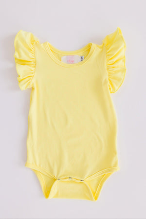 Yellow S/S Flutter Bodysuit-Mila & Rose ®