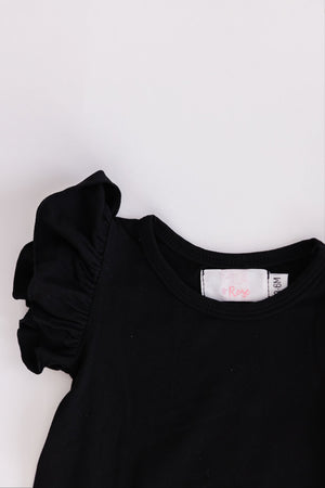 Black S/S Flutter Bodysuit-Mila & Rose ®