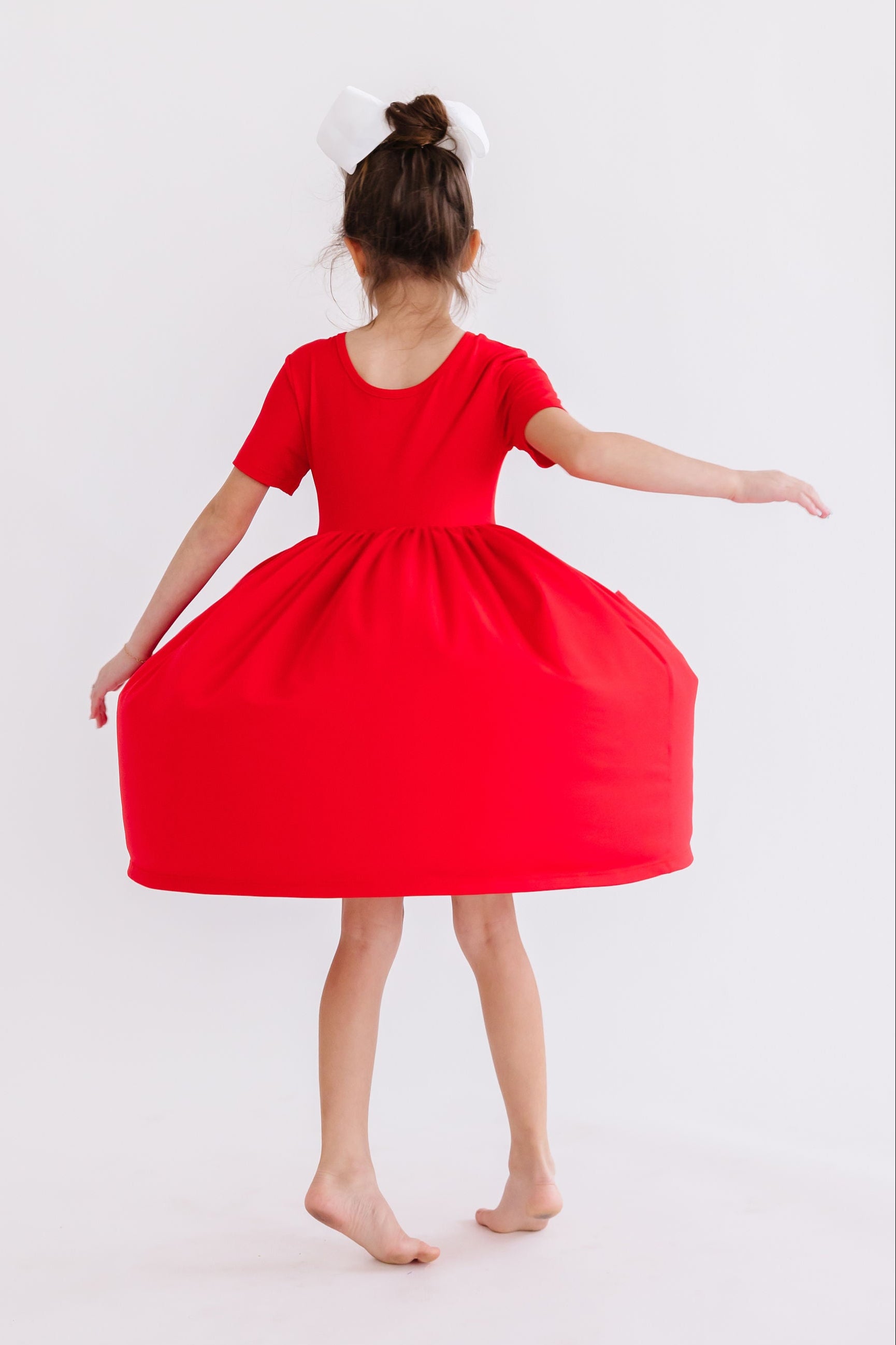 Red S/S Pocket Twirl Dress-Mila & Rose ®