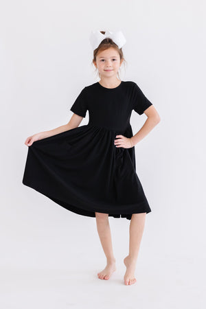 Black S/S Pocket Twirl Dress-Mila & Rose ®