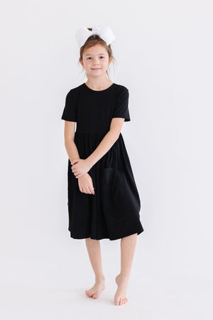 Black S/S Pocket Twirl Dress-Mila & Rose ®