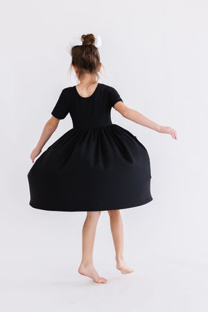 Black S/S Pocket Twirl Dress-Mila & Rose ®