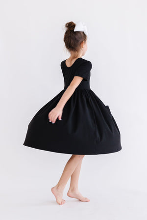 Black S/S Pocket Twirl Dress-Mila & Rose ®