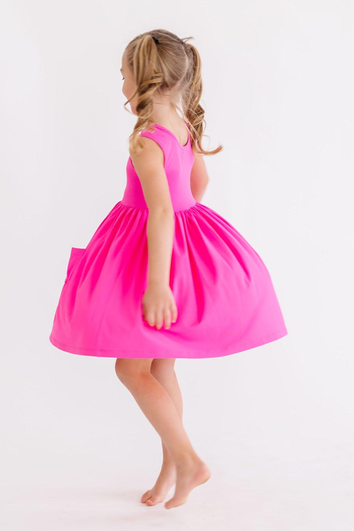 Hot Pink Tank Pocket Twirl Dress-Mila & Rose ®