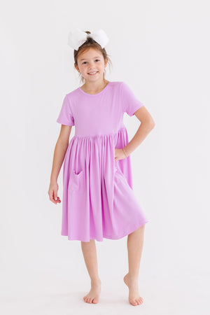 Bright Lilac S/S Pocket Twirl Dress-Mila & Rose ®