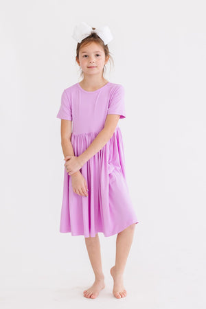 Bright Lilac S/S Pocket Twirl Dress-Mila & Rose ®