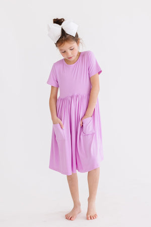 Bright Lilac S/S Pocket Twirl Dress-Mila & Rose ®