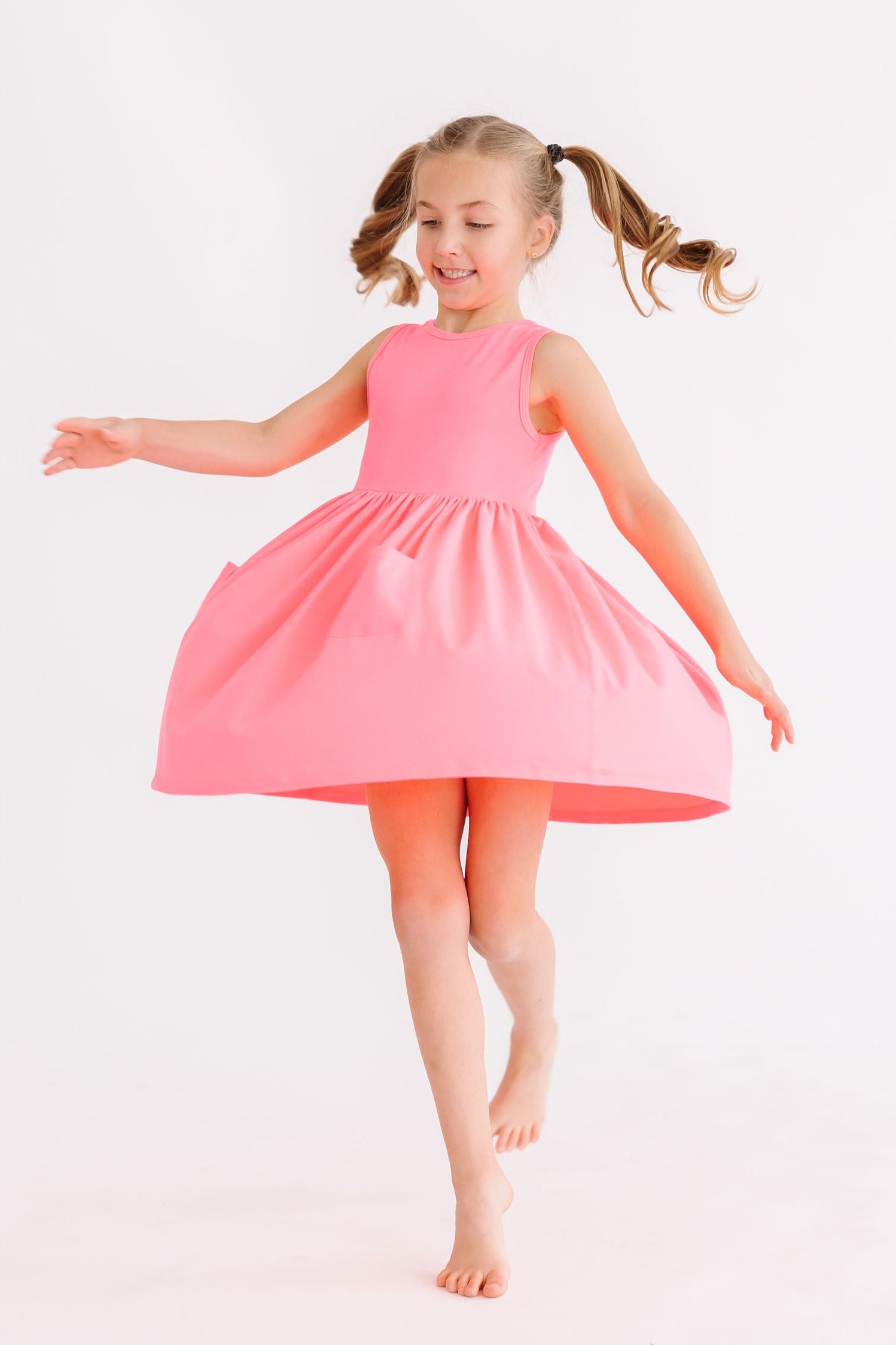 Neon Pink Tank Pocket Twirl Dress-Mila & Rose ®