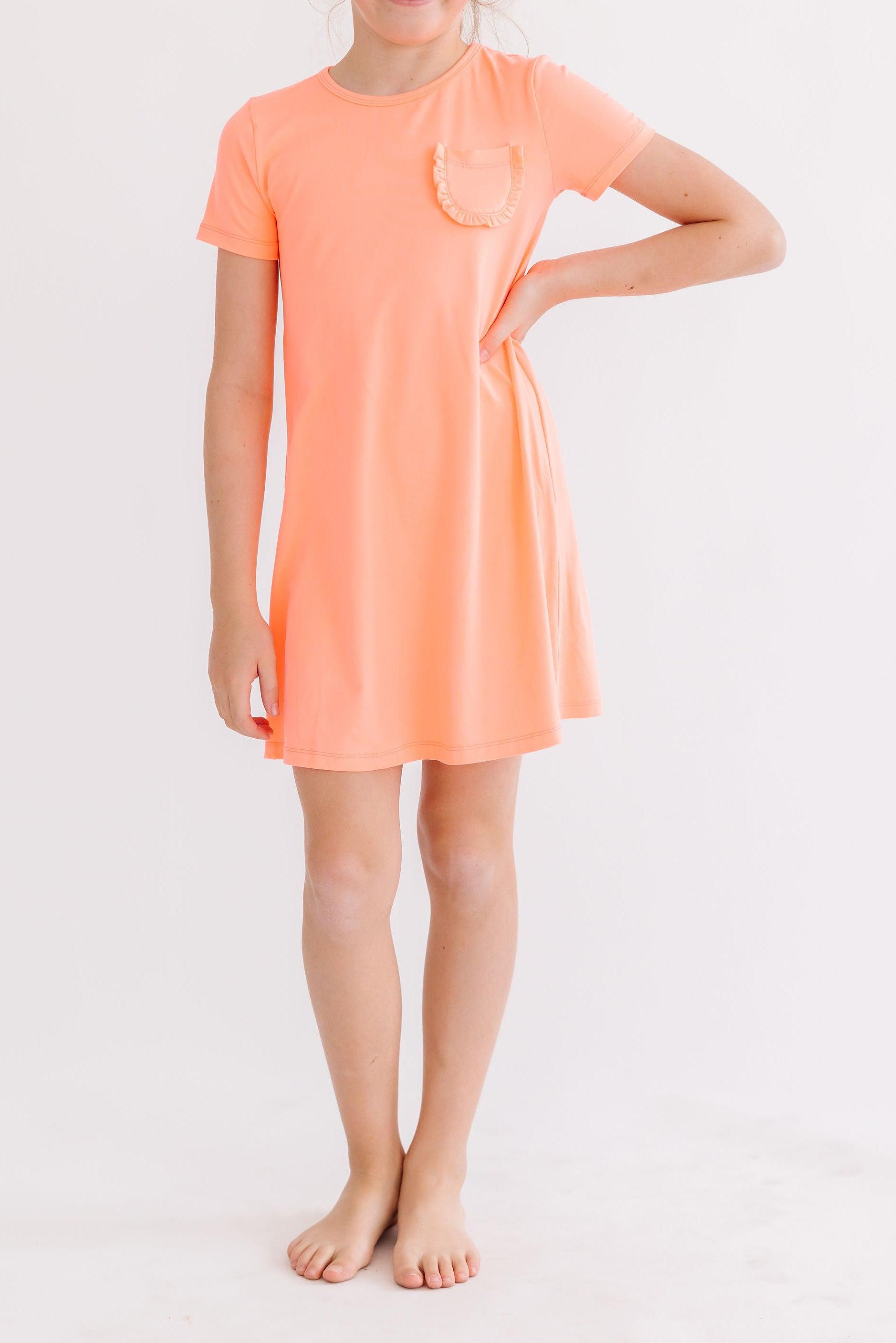 Neon Coral T-Shirt Dress-Mila & Rose ®