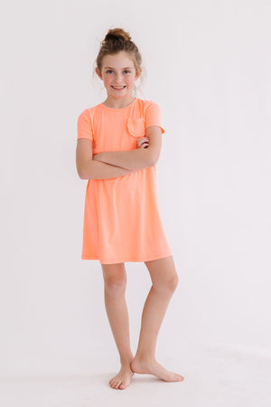 Neon Coral T-Shirt Dress-Mila & Rose ®